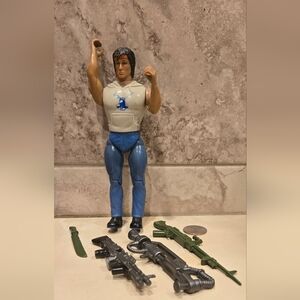 Vntg Rambo 6" Action Figure Flamethrower Machine Gun Rifle Machete Coleco 1980s